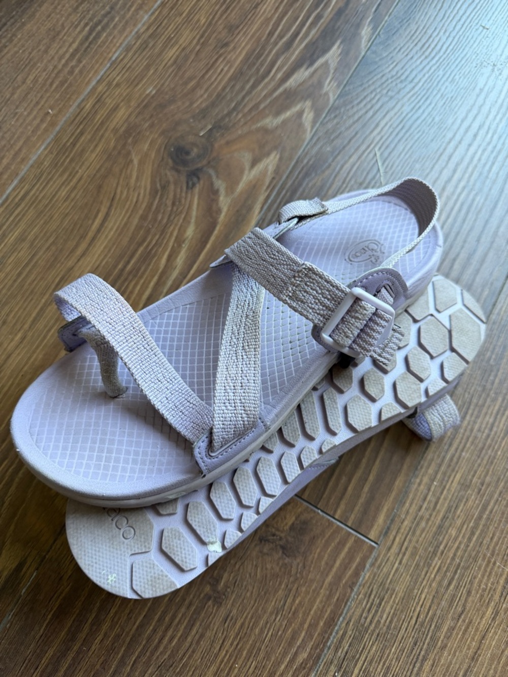 Chaco Women’s Strappy Sandal in Pale Lavender and Tan